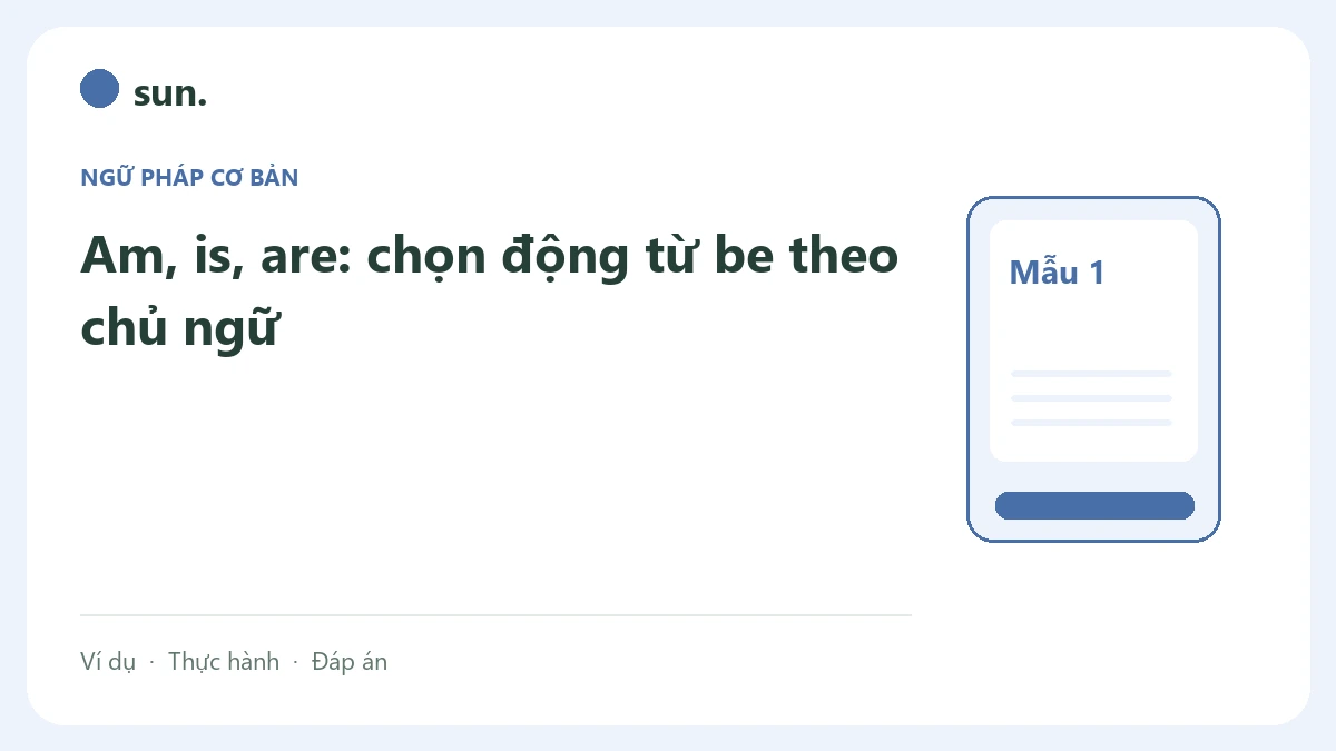Ảnh bìa bài Am, is, are: chọn động từ be theo chủ ngữ